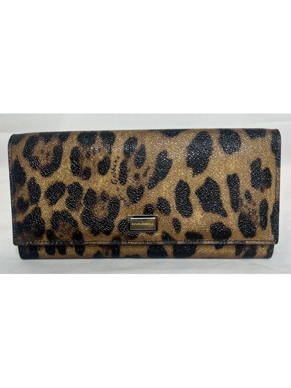 Dolce & Gabbana Coated Leather Leopard Print Wallet
